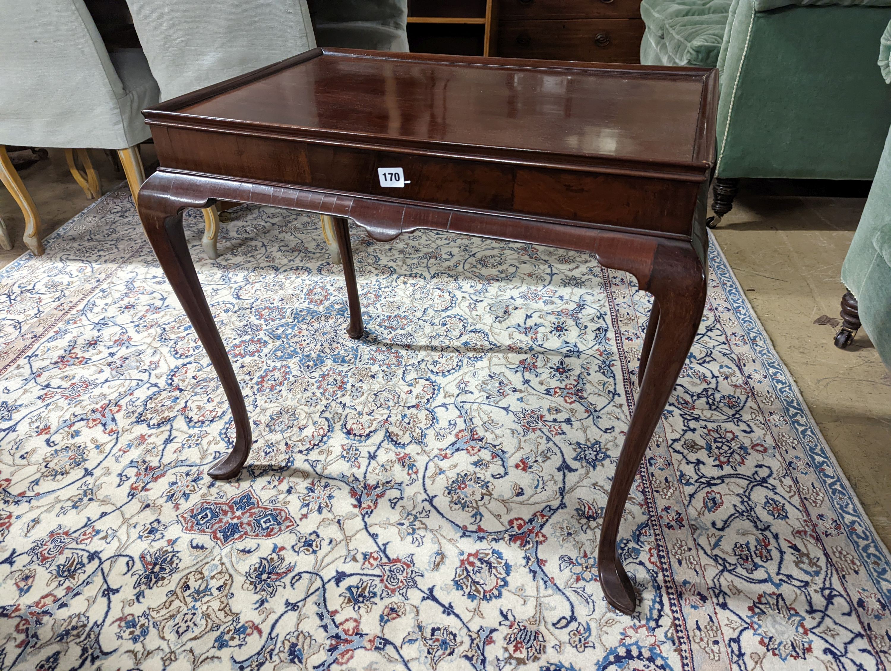 A George III and later rectangular mahogany silver table, width 73cm, depth 50cm, height 64cm